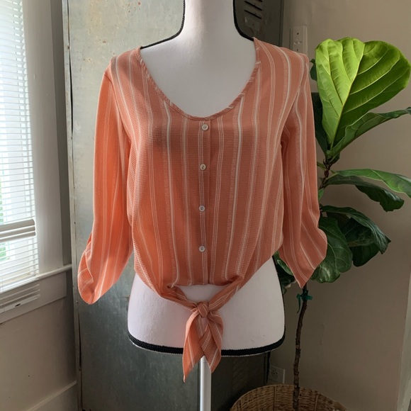 Kaii Tops - Kaii Los Angeles Peachy Blush and White Crop Top